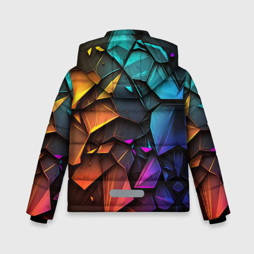 Зимняя куртка для мальчиков 3D Неоновая абстрактная чешуя дракона, цвет черный - фото 2
