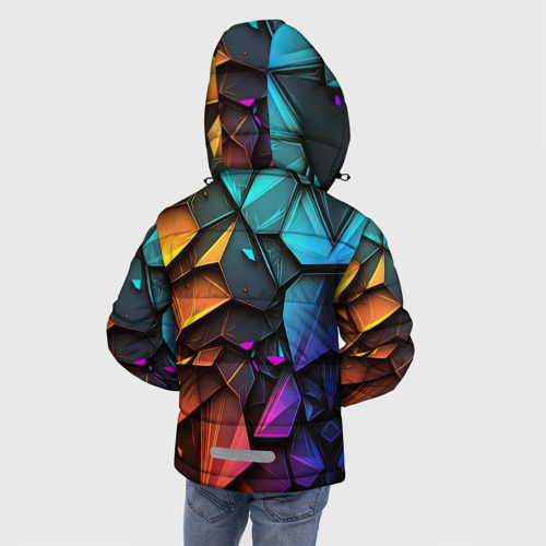 Зимняя куртка для мальчиков 3D Неоновая абстрактная чешуя дракона, цвет черный - фото 4