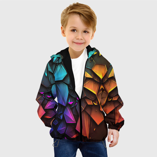 Детская куртка 3D Неоновая абстрактная чешуя дракона, цвет черный - фото 3