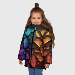 Зимняя куртка для девочек 3D Неоновая абстрактная чешуя дракона - фото 2