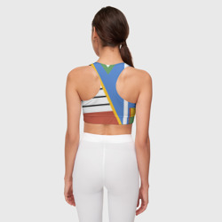 Топ с принтом Винтаж - 70-е - спортивный стиль для женщины, вид на модели сзади №2. Цвет основы: белый