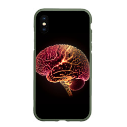 Чехол для iPhone XS Max матовый Нейронный неоновый мозг