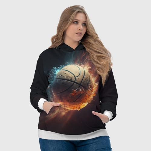 Женская толстовка 3D Баскетбольный мяч в космосе, цвет 3D печать - фото 6