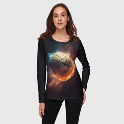 Женский лонгслив 3D Баскетбольный мяч в космосе - фото 2