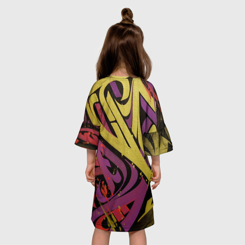Детское платье 3D с принтом Calligraphic style, вид сзади #2