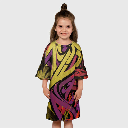Детское платье 3D с принтом Calligraphic style, вид сбоку #3