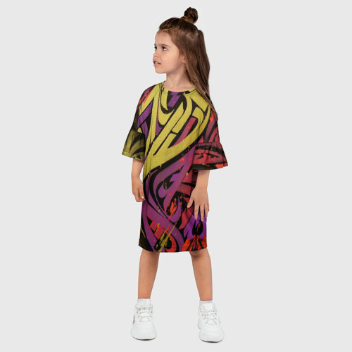 Детское платье 3D с принтом Calligraphic style, фото на моделе #1