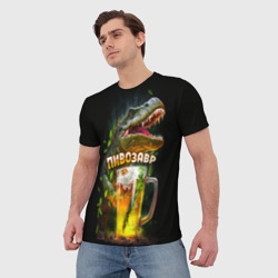 Мужская футболка 3D Пивозавр в лесу - фото 2