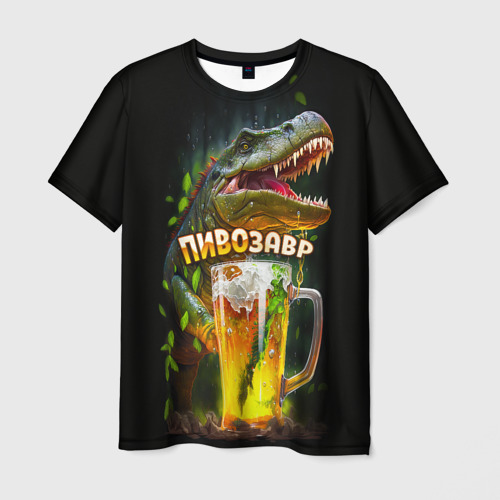 Мужская футболка 3D Пивозавр в лесу, цвет 3D печать