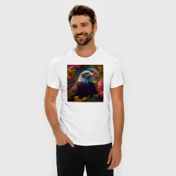 Мужская футболка хлопок Slim Орел и цветы - фото 2