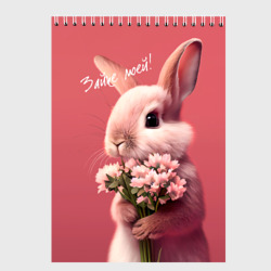 Скетчбук Розовый заяц с цветами