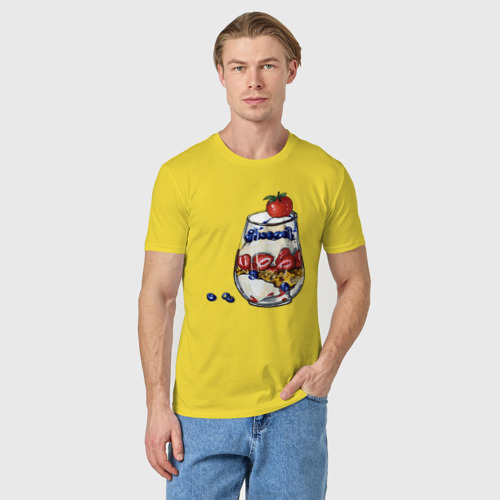 Мужская футболка хлопок Рисунок мороженного в стакане, цвет желтый - фото 3