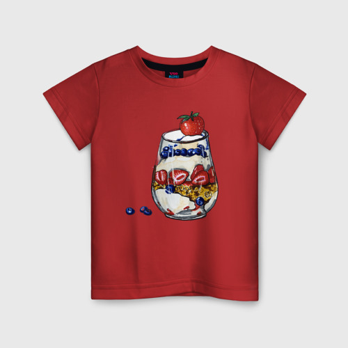 Детская футболка хлопок Рисунок мороженного в стакане, цвет красный