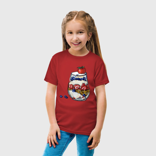 Детская футболка хлопок Рисунок мороженного в стакане, цвет красный - фото 5
