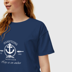 Женская футболка хлопок Oversize Яхт клуб - фото 2