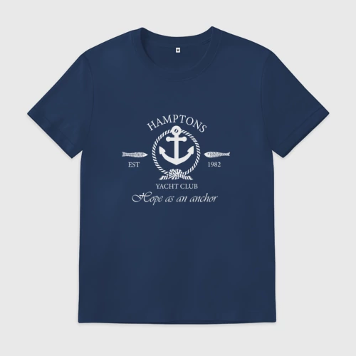 Мужская футболка хлопок с принтом Яхт клуб, вид спереди #2