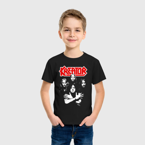 Детская футболка хлопок с принтом Kreator rock, фото на моделе #1