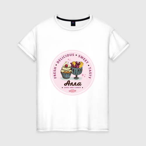 Женская футболка из хлопка с принтом Алла new, вид спереди №1