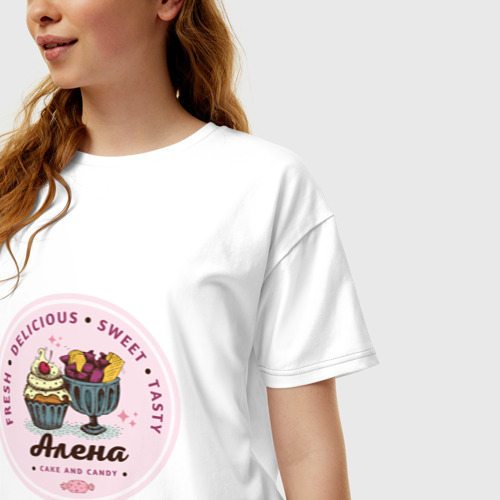 Женская футболка хлопок Oversize с принтом Алена new, фото на моделе #1