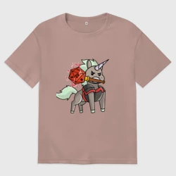 Женская футболка хлопок Oversize Единорог ДНД