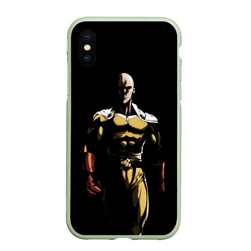 Чехол для iPhone XS Max матовый с принтом Накаченный Сайтама, вид спереди #2