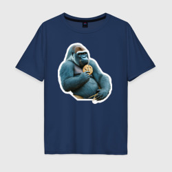 Мужская футболка хлопок Oversize Горилла-мутант с печеньем