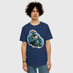 Мужская футболка хлопок Oversize Горилла-мутант с печеньем - фото 2