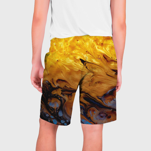 Мужские шорты 3D с принтом Абстрактное жидкое золото, вид сзади #1