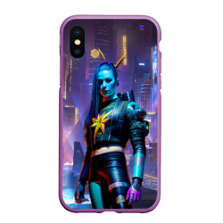 Чехол для iPhone XS Max матовый Cyberpunk - brave girl - neural network