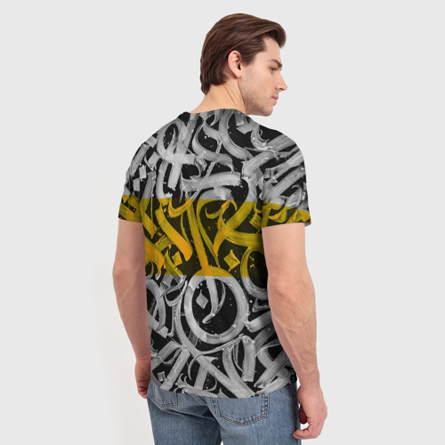 Мужская футболка 3D Yellow Callicraphic, цвет 3D печать - фото 4