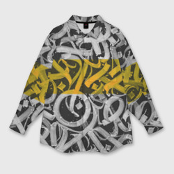 Мужская рубашка oversize 3D Yellow Callicraphic