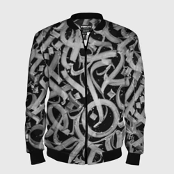 Мужской бомбер 3D Черно-белая каллиграфия