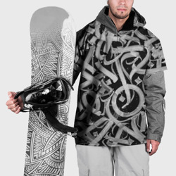 Накидка на куртку 3D Черно-белая каллиграфия