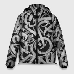Мужская зимняя куртка 3D Черно-белая каллиграфия