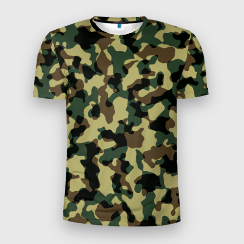 Мужская футболка 3D Slim с принтом Военный камуфляж, вид спереди #2