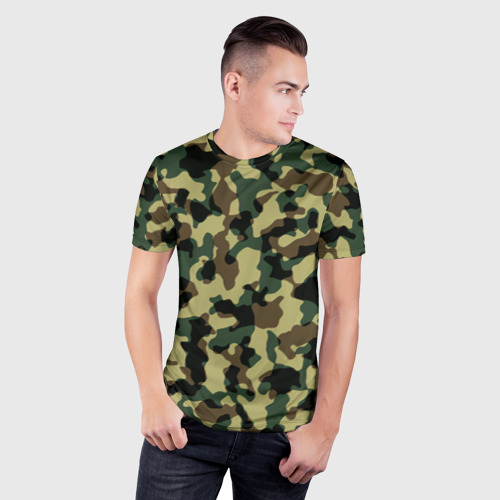 Мужская футболка 3D Slim с принтом Военный камуфляж, фото на моделе #1