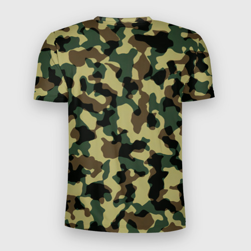 Мужская футболка 3D Slim с принтом Военный камуфляж, вид сзади #1