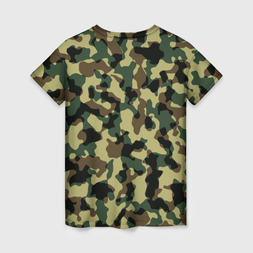 Женская футболка 3D с принтом Военный камуфляж, вид сзади #1