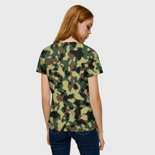 Женская футболка 3D с принтом Военный камуфляж, вид сзади #2