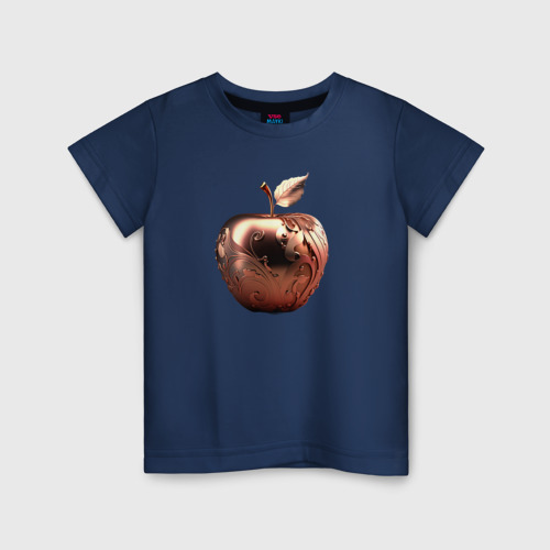 Детская футболка хлопок с принтом Резное яблоко, вид спереди #2