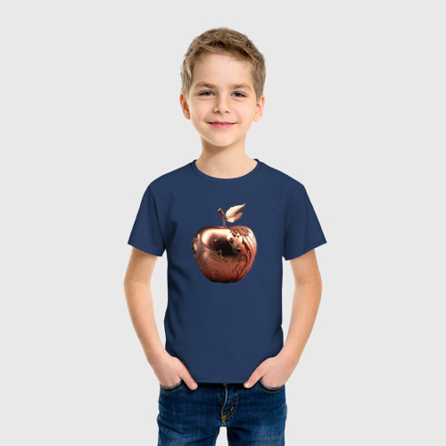 Детская футболка хлопок с принтом Резное яблоко, фото на моделе #1