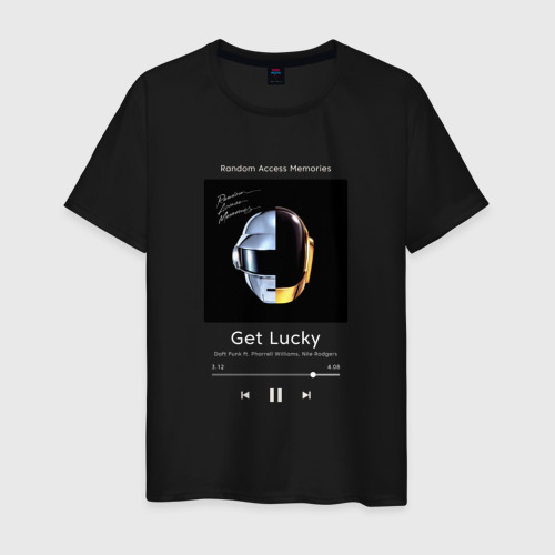 Мужская футболка хлопок Daft Punk Get Lucky, цвет черный