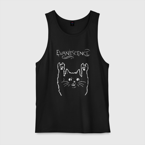 Мужская майка хлопок Evanescence рок кот, цвет черный