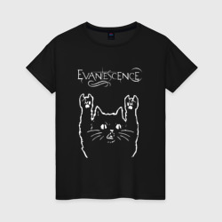 Женская футболка хлопок Evanescence рок кот