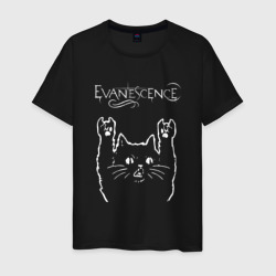 Мужская футболка хлопок Evanescence рок кот