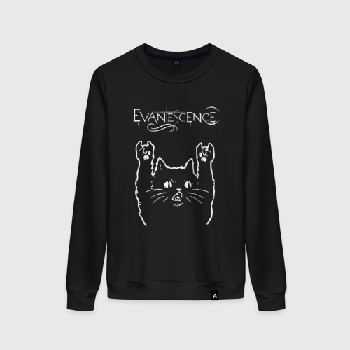 Женский свитшот хлопок Evanescence рок кот, цвет черный