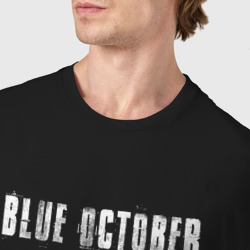 Футболка с принтом Blue October рок кот для мужчины, вид на модели спереди №4. Цвет основы: черный