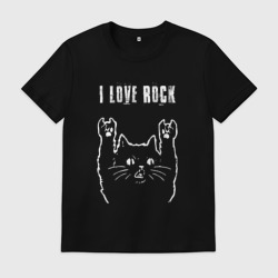 Мужская футболка хлопок I love rock рок кот