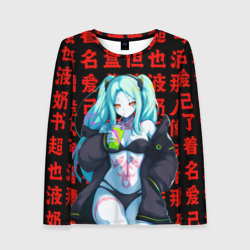 Женский лонгслив 3D Ребекка на красных иероглифах