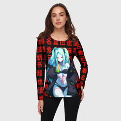 Женский лонгслив 3D Ребекка на красных иероглифах - фото 2